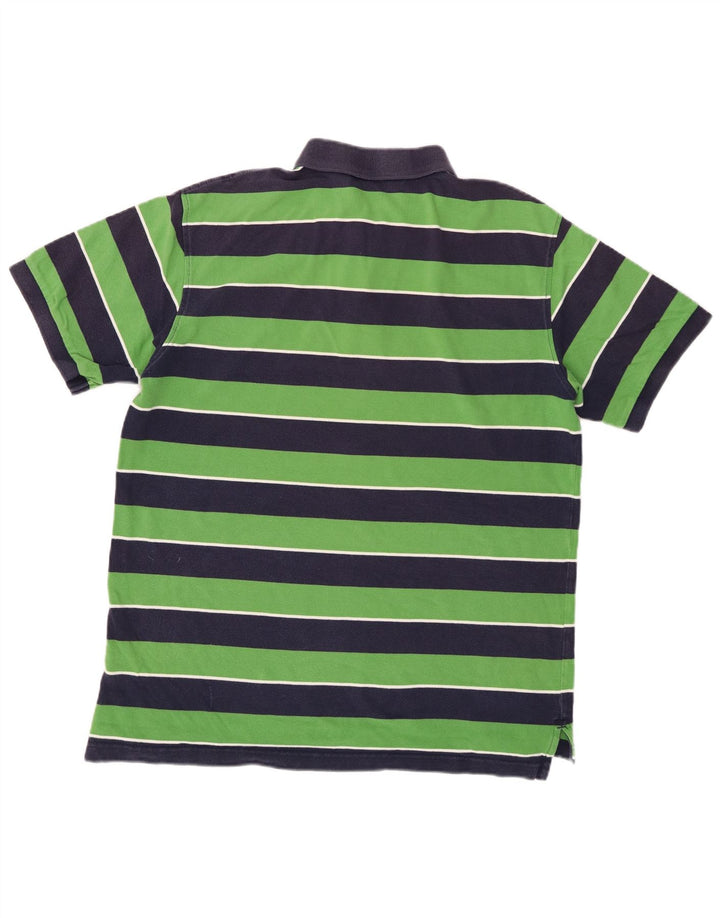 Camisa polo masculina IZOD grande algodão listrado verde