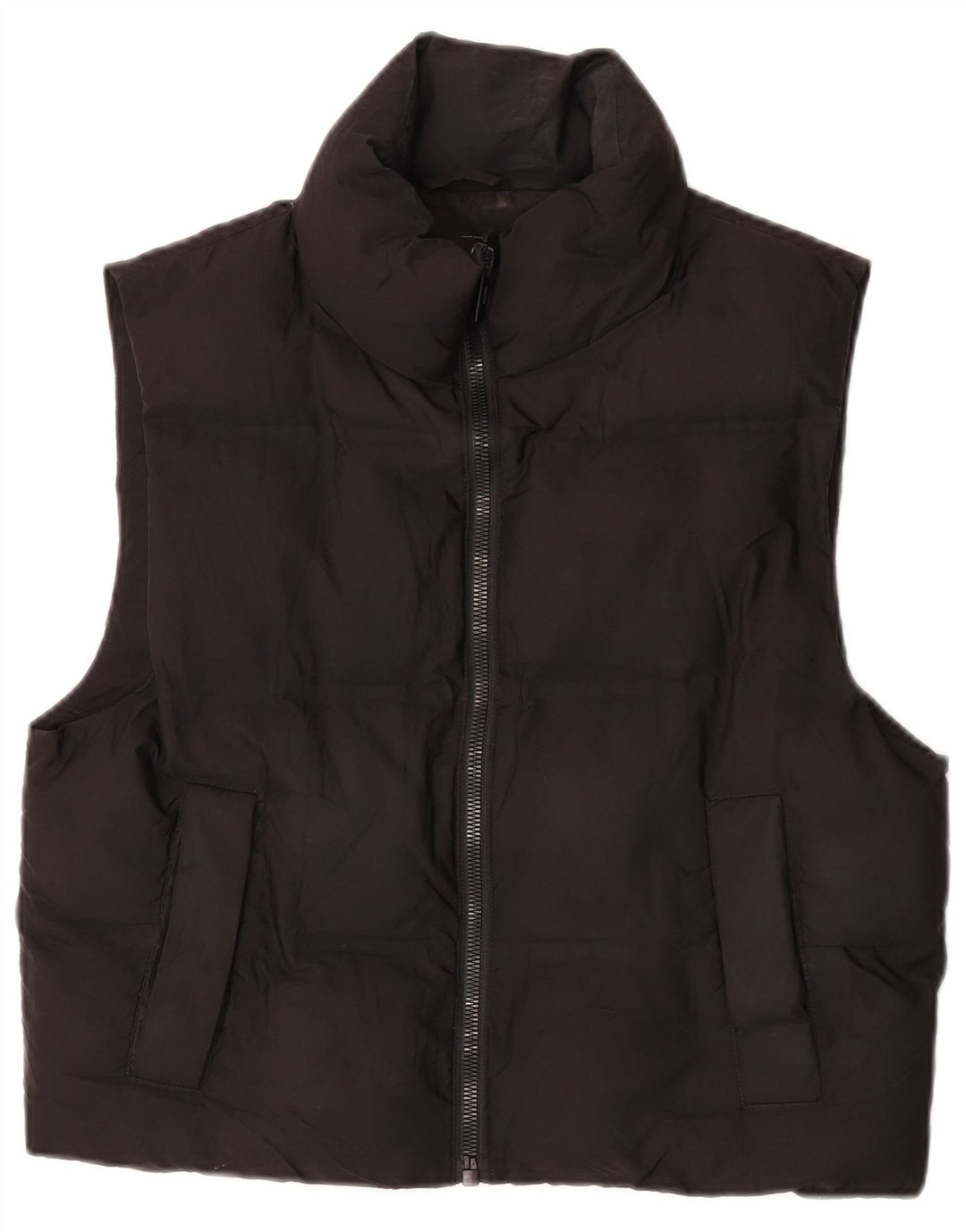 Zara Womens Oversized acolchoado Gilet UK 6 XS poliéster preto