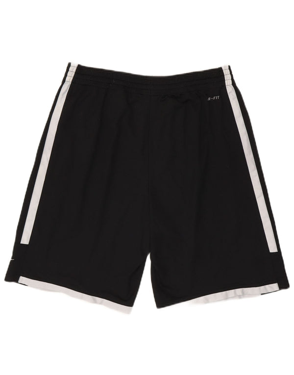 Shorts esportivos masculinos Nike Dri Fit pequenos pretos em poliéster colorblock