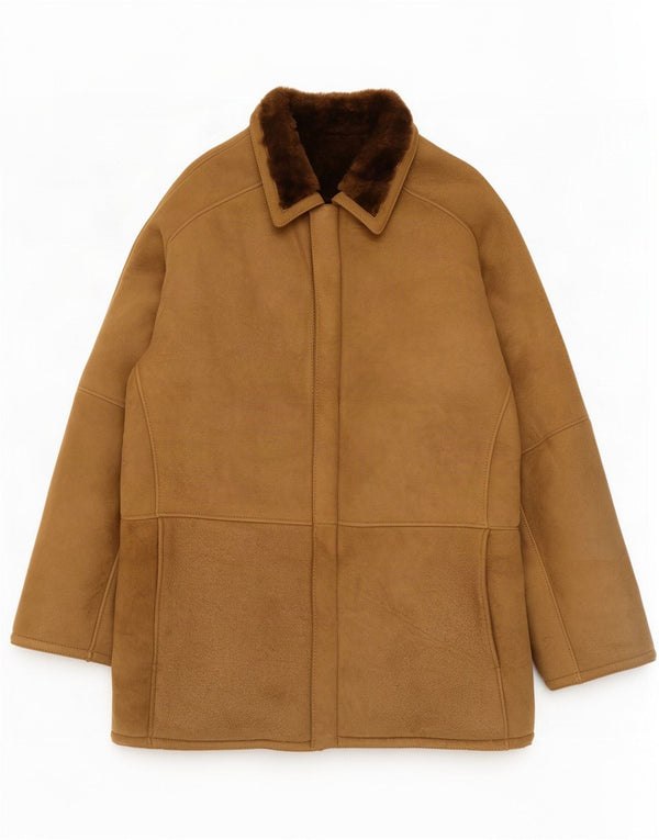 Jaqueta masculina vintage de shearling IT 50 grande marrom