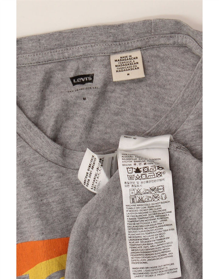 Camiseta gráfica masculina LEVI'S Top algodão manchado cinza médio
