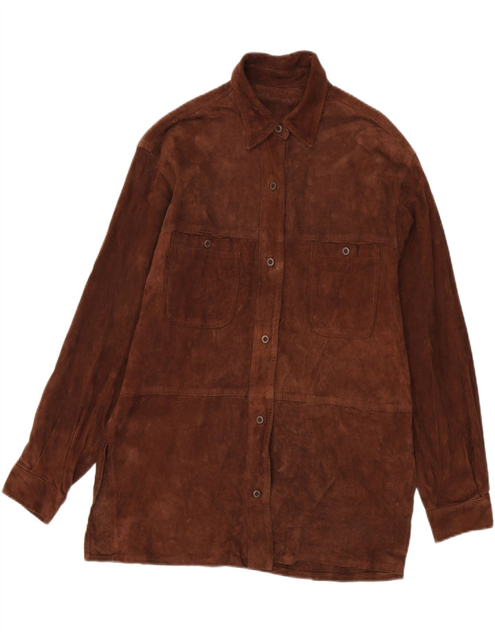 Camisa feminina vintage de camurça IT 42 marrom médio