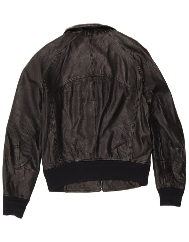 Jaqueta de couro bomber feminina vintage IT 50 XL couro preto