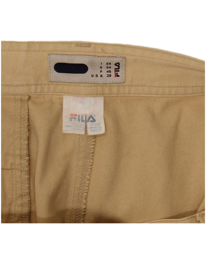 Fila Mens Straight Cargo Calças W38 L29 Algodão Bege