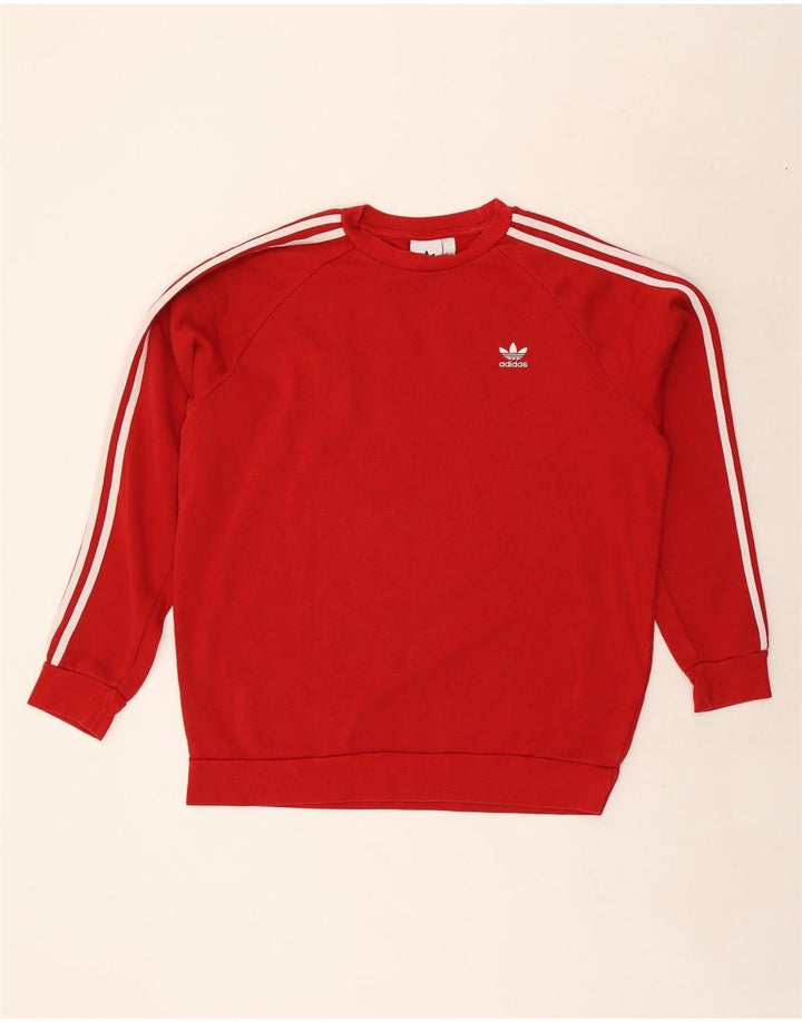 Adidas Mens Moletom Jumper Grande Algodão Vermelho