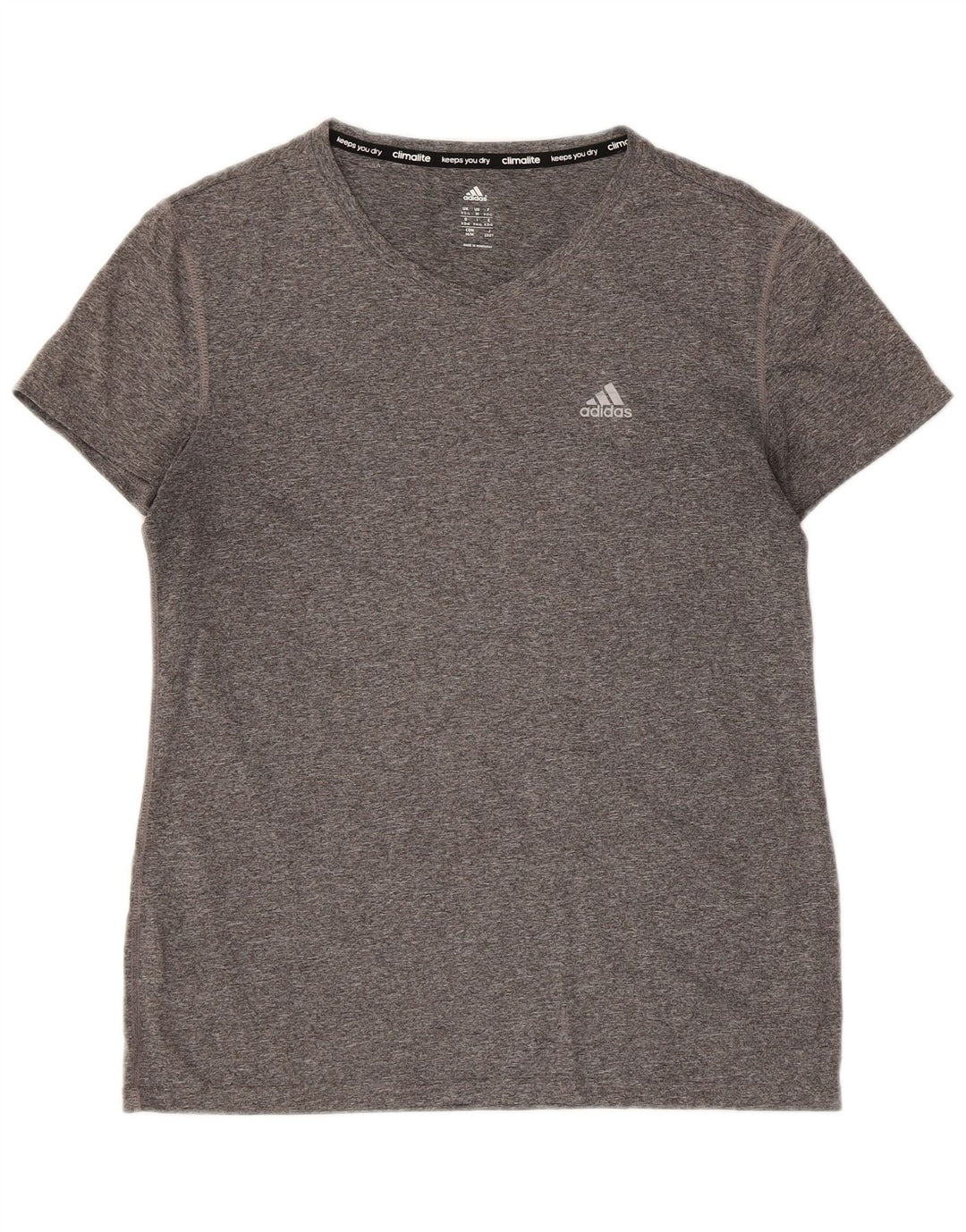 Camiseta Adidas Mulher Climalite Manga Curta Top UK 12/14 Cinza Médio