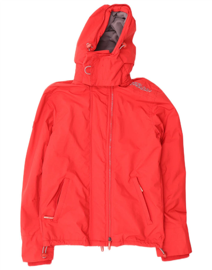 Jaqueta corta-vento masculina Superdry com capuz e blusão UK 34 XS poliéster vermelho