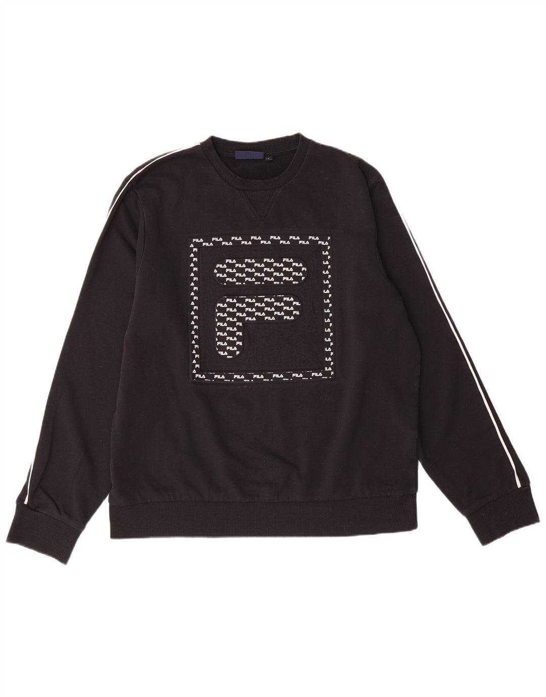 FILA moletom gráfico masculino jumper grande algodão preto