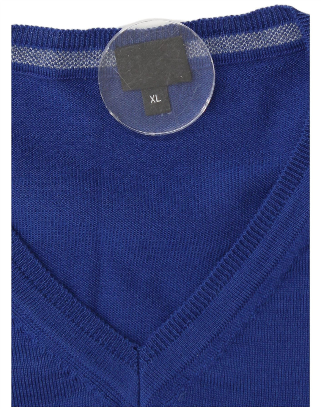 Suéter masculino Hugo Boss com decote em V XL lã virgem azul