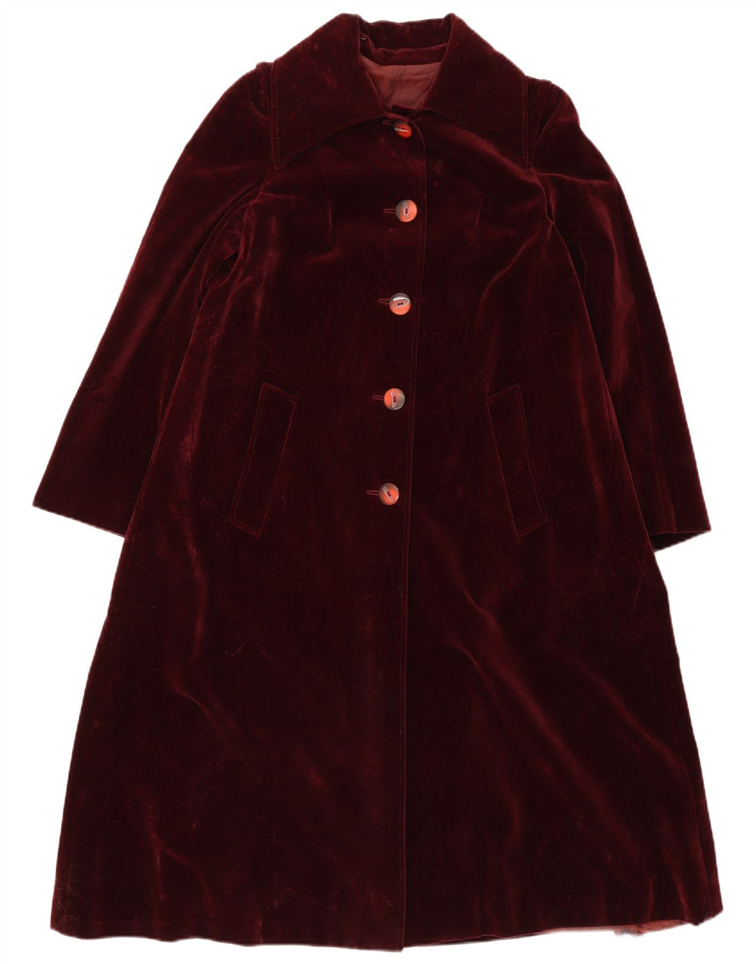 Sobretudo de veludo feminino vintage IT 46 grande Borgonha