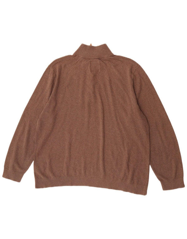 Suéter masculino Fat Face com zíper e pescoço 2XL algodão marrom