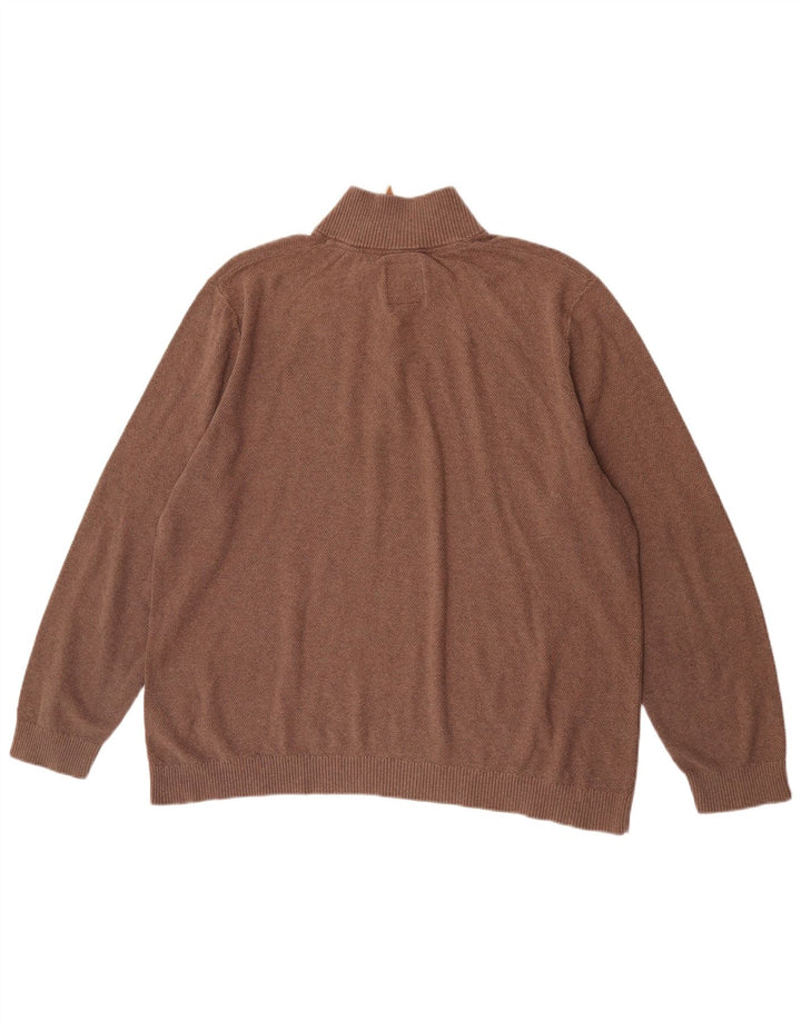Suéter masculino Fat Face com zíper e pescoço 2XL algodão marrom