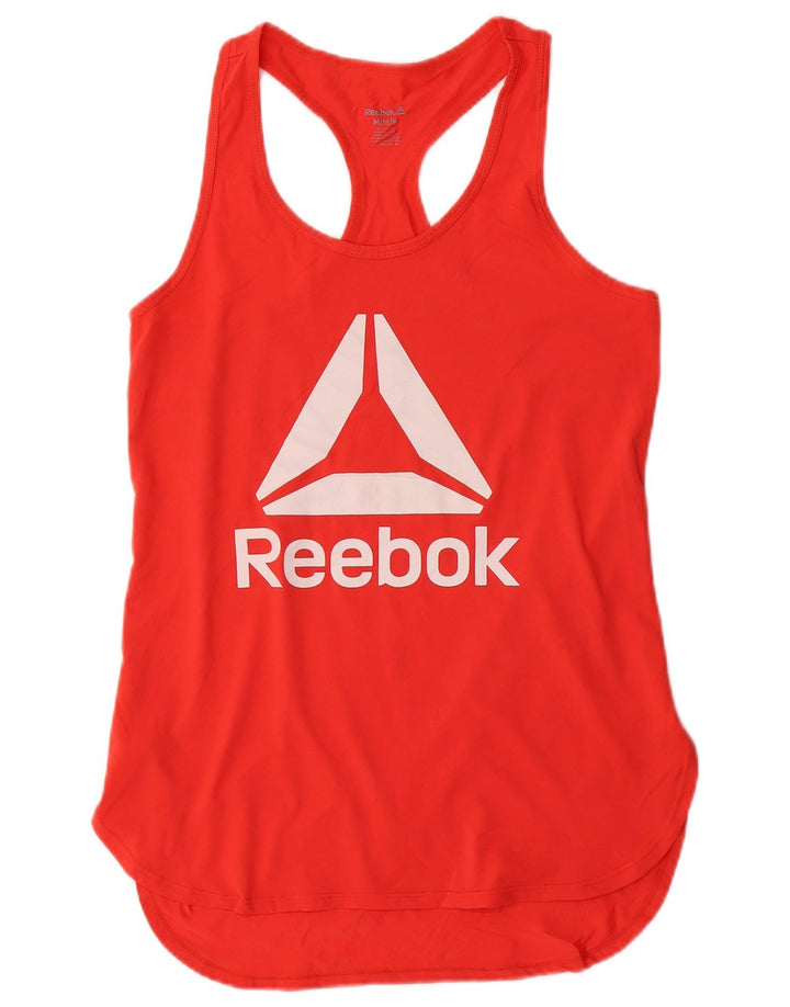 REEBOK Womens Graphic Vest Top UK 12 Médio Poliéster Vermelho