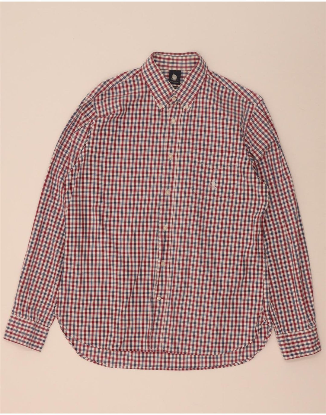 Marina Yachting Camisa masculina de ajuste regular tamanho 42 grande algodão vermelho guingão