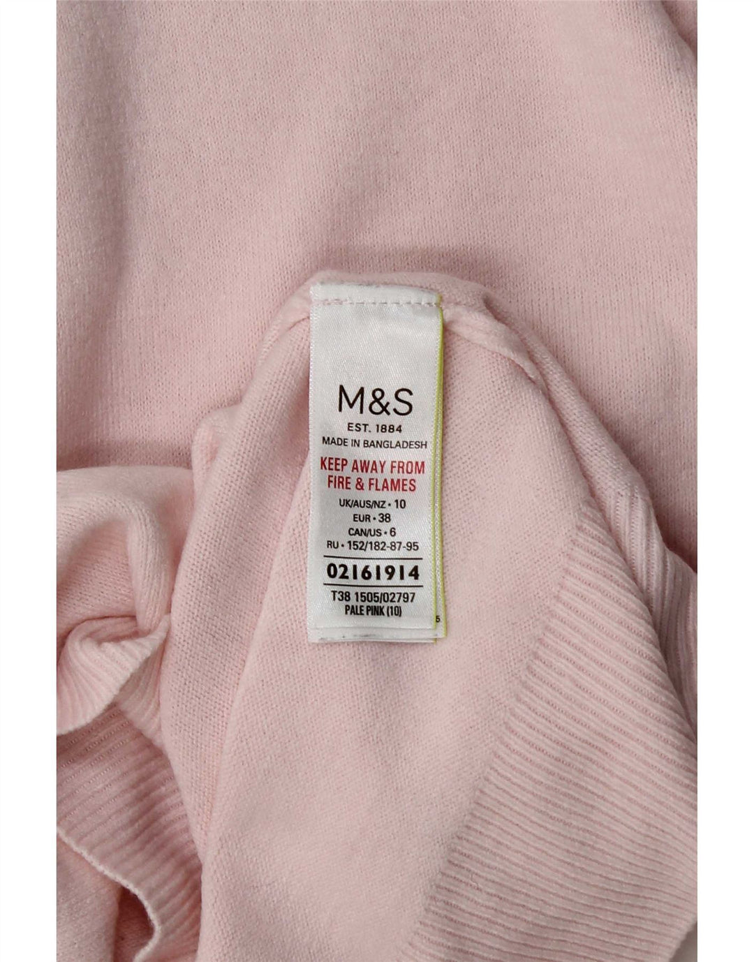 Suéter feminino Marks & Spencer com gola redonda e acrílico rosa pequeno Reino Unido 10