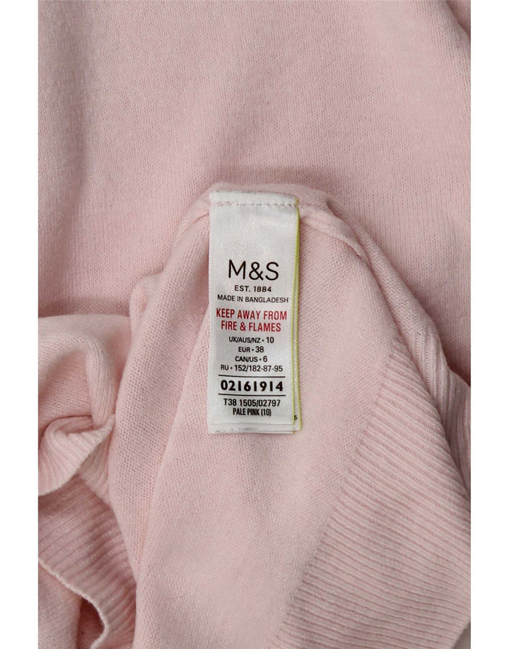 Suéter feminino Marks & Spencer com gola redonda e acrílico rosa pequeno Reino Unido 10
