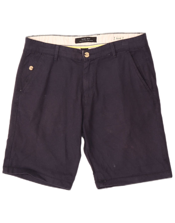 Zara Mens Sunset Chino Shorts EU 40 Médio W31 Azul Marinho
