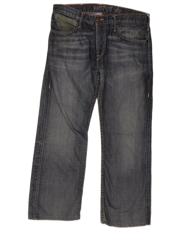 Jeans retos masculinos Levi's W34 L26 algodão azul marinho