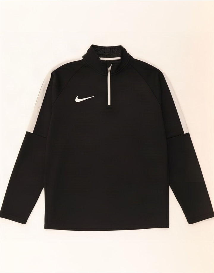 Pulôver masculino Nike Dri Fit com gola zip e moletom pequeno preto colorblock