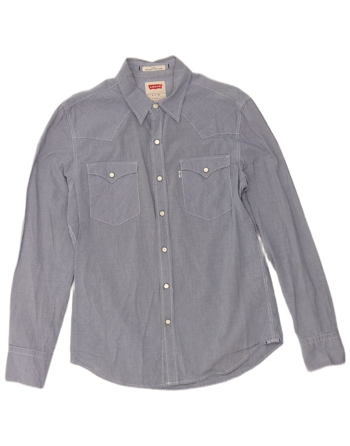 Camisa masculina Slim Fit Levi's pequena azul marinho algodão guingão