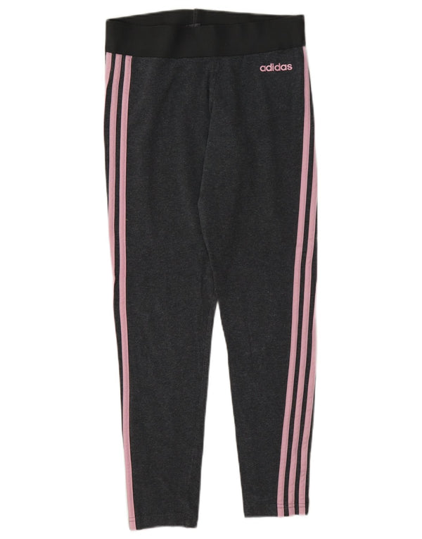 Leggings Adidas Femininas UK 10 Pequenas Cinza Algodão