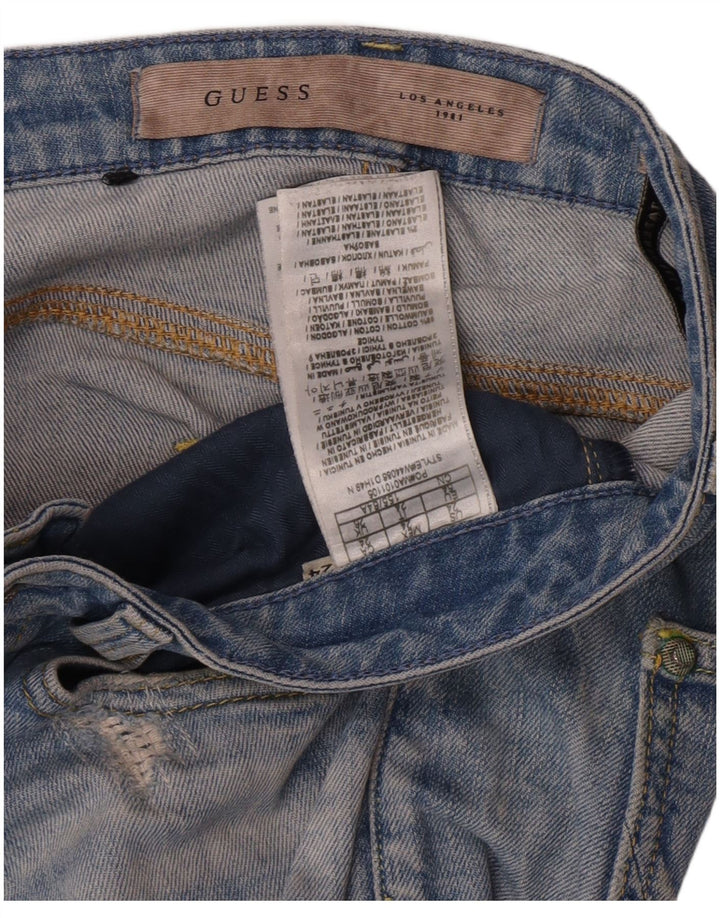 Guess Jeans femininos desgastados slim W26 L24 algodão azul