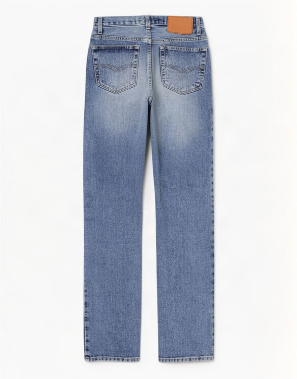 Calça jeans reta masculina Onyx cintura alta W27 L30 algodão azul