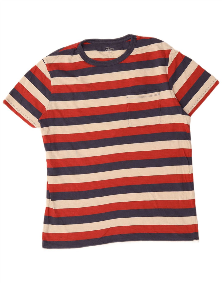 Camiseta masculina J. Crew Top médio de algodão listrado multicolorido