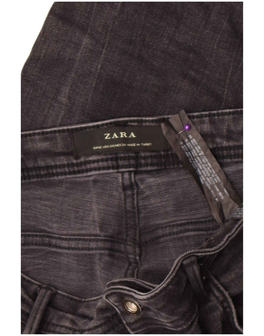 Zara Mens Distressed Slim Jeans EU 44 Grande W34 L28 Algodão Cinza