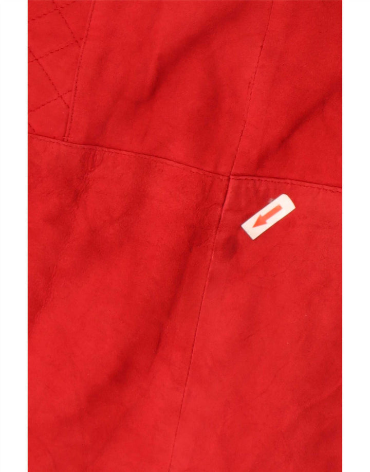 Jaqueta blazer feminina vintage de camurça com 1 botão Reino Unido 12 vermelho médio