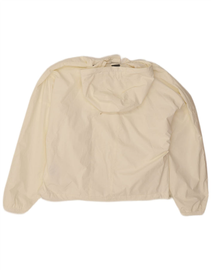 Jaqueta corta-vento feminina New Balance com capuz grande UK 14 médio branco