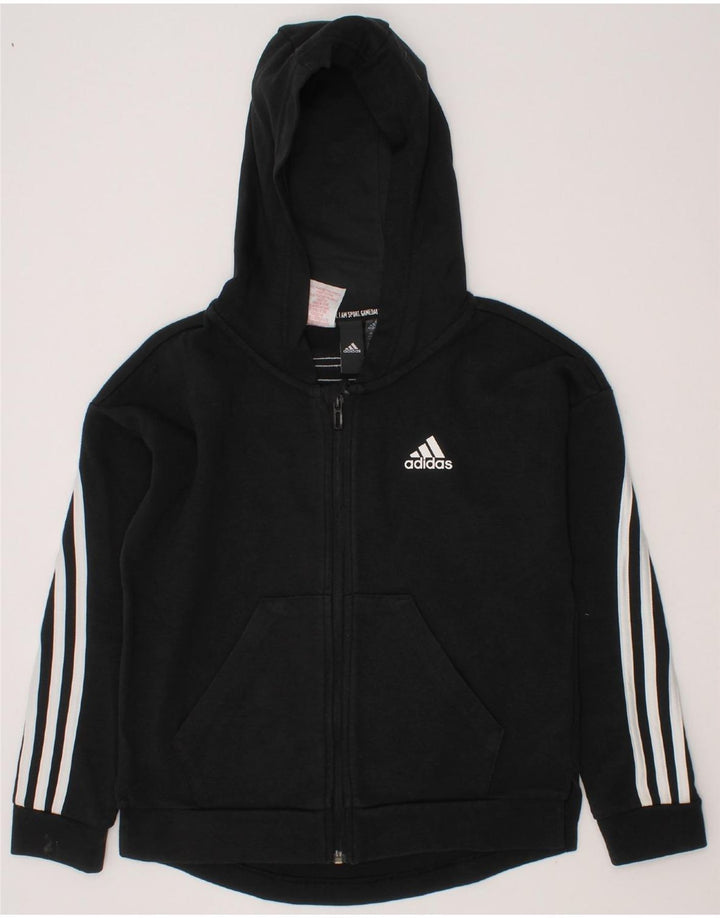 ADIDAS Boys Zip Hoodie Sweater 9-10 Years Black Cotton Vintage Adidas and Second-Hand Adidas from Messina Hembry 