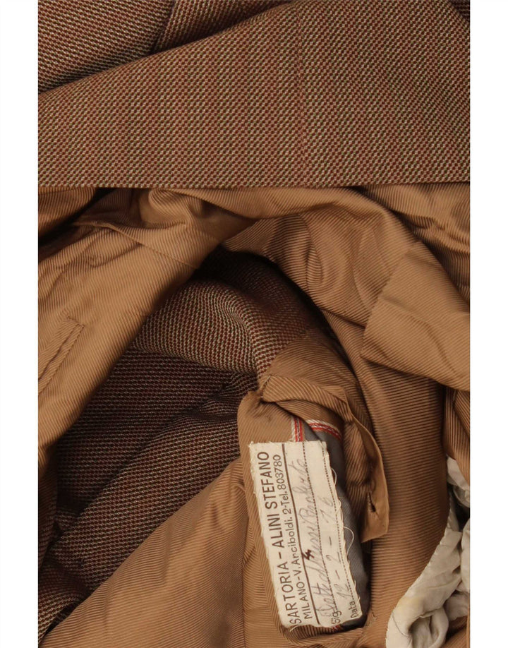 Jaqueta blazer masculina vintage com 3 botões UK 36 pequena listrada marrom clássica