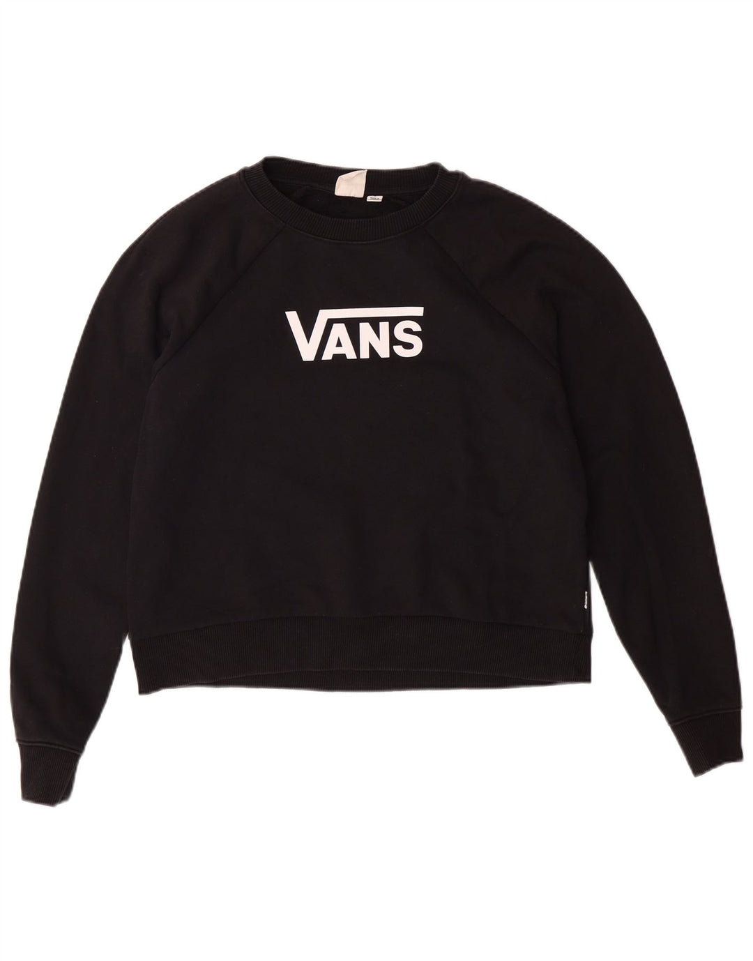 VANS Womens Crop Oversized Graphic Moletom Jumper Reino Unido 10 Pequeno Preto