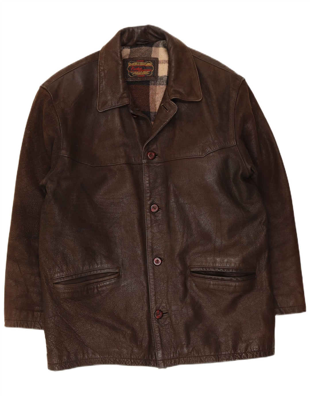 Jaqueta de couro masculina Pointers UK 40 grande marrom