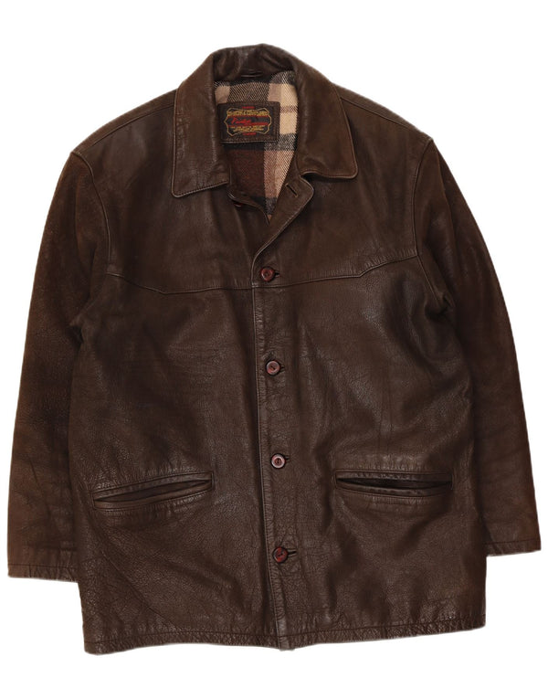 Jaqueta de couro masculina Pointers UK 40 grande marrom