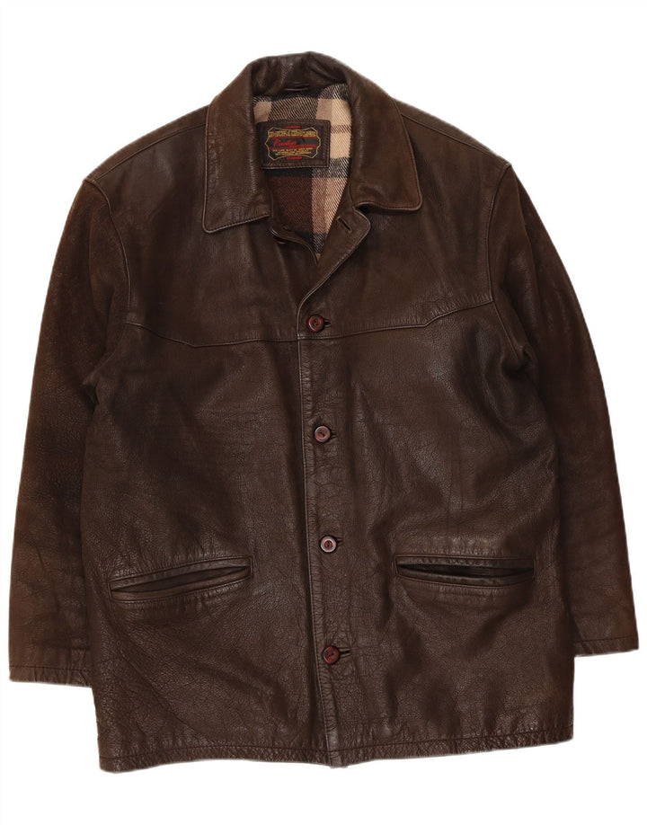 Jaqueta de couro masculina Pointers UK 40 grande marrom