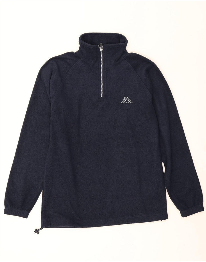 Kappa Mens Zip Neck Fleece Jumper Pequeno Poliéster Azul Marinho