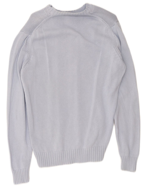 Zara Suéter masculino com gola redonda e algodão azul médio