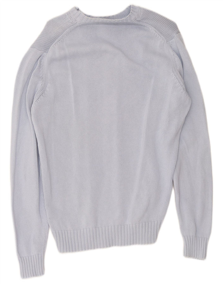 Zara Suéter masculino com gola redonda e algodão azul médio