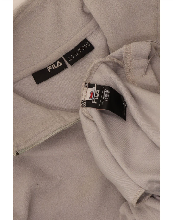 Suéter de lã masculino Fila com zíper e gola média cinza poliéster