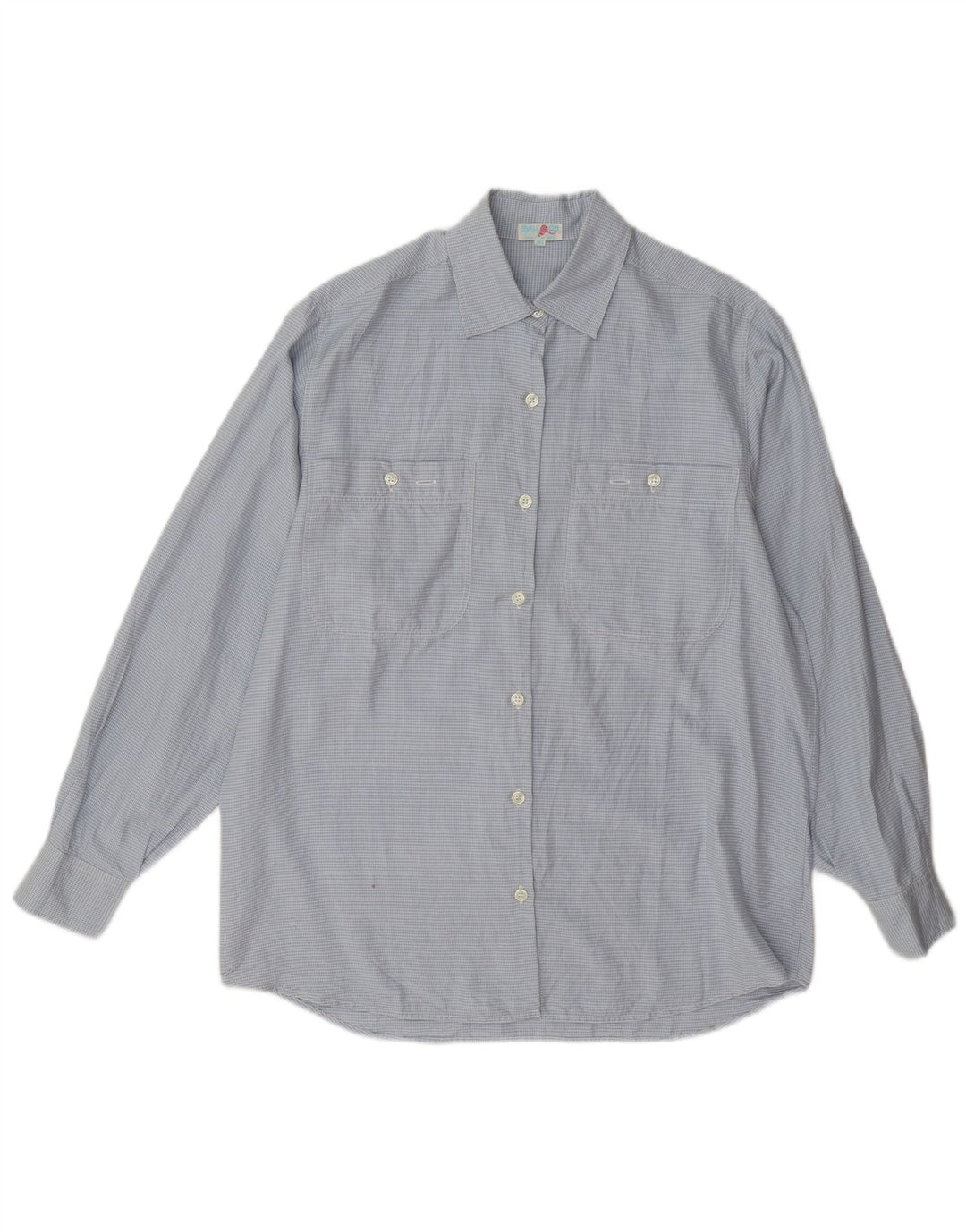 Camisa grande feminina Balloon EU 36 pequena seda azul gingham