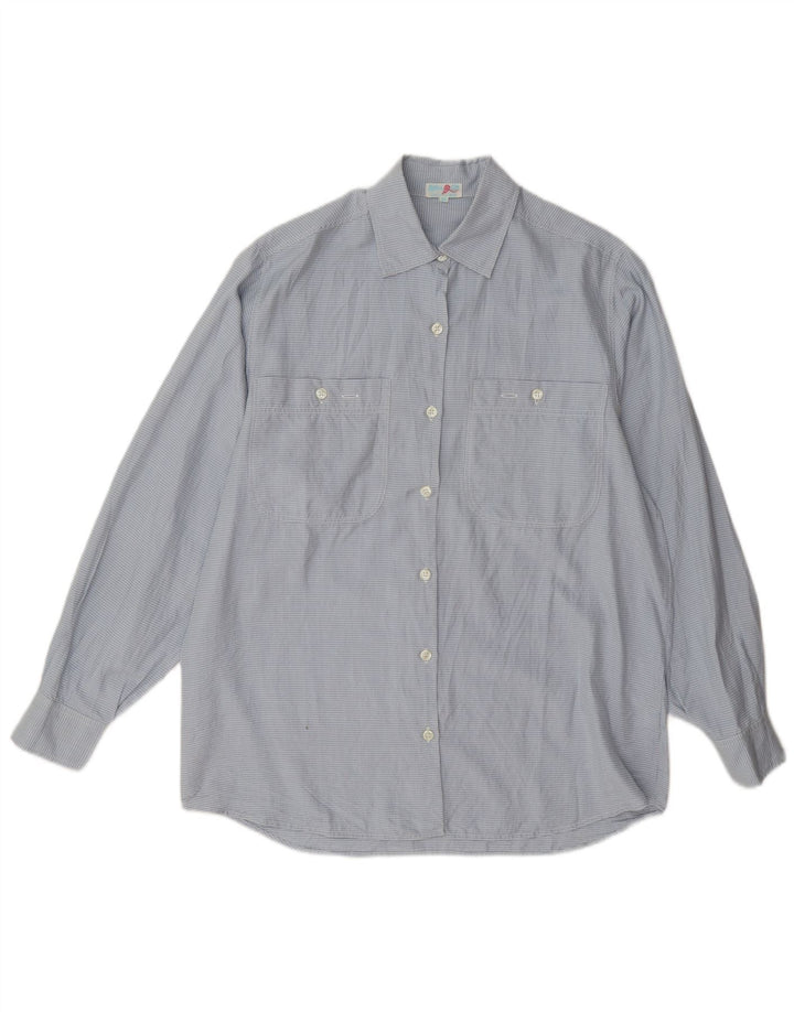 Camisa grande feminina Balloon EU 36 pequena seda azul gingham
