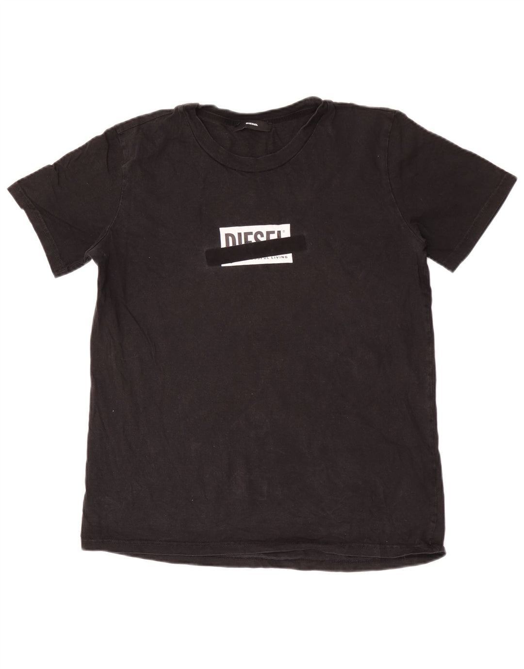 Diesel Camiseta masculina gráfica Top grande de algodão preto