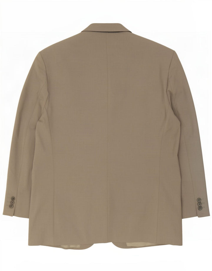 Jaqueta Blazer masculina de 3 botões Marks & Spencer Reino Unido 44 XL Poliéster bege