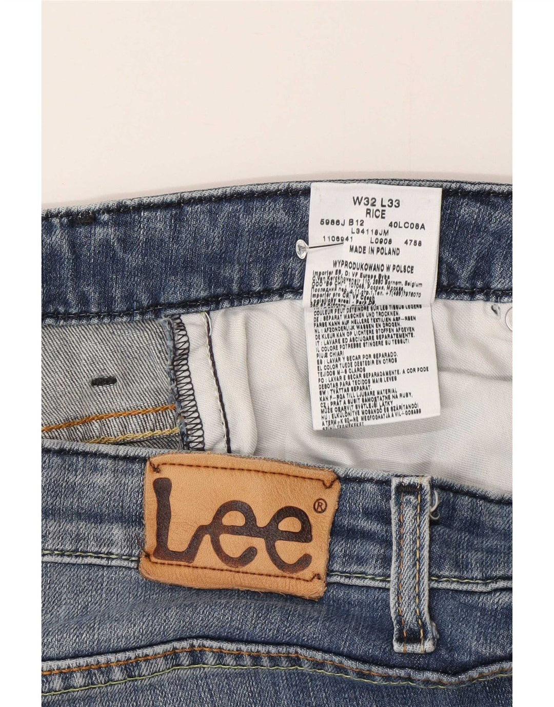 Lee Womens Rice Straight Jeans W33 L28 Azul Algodão