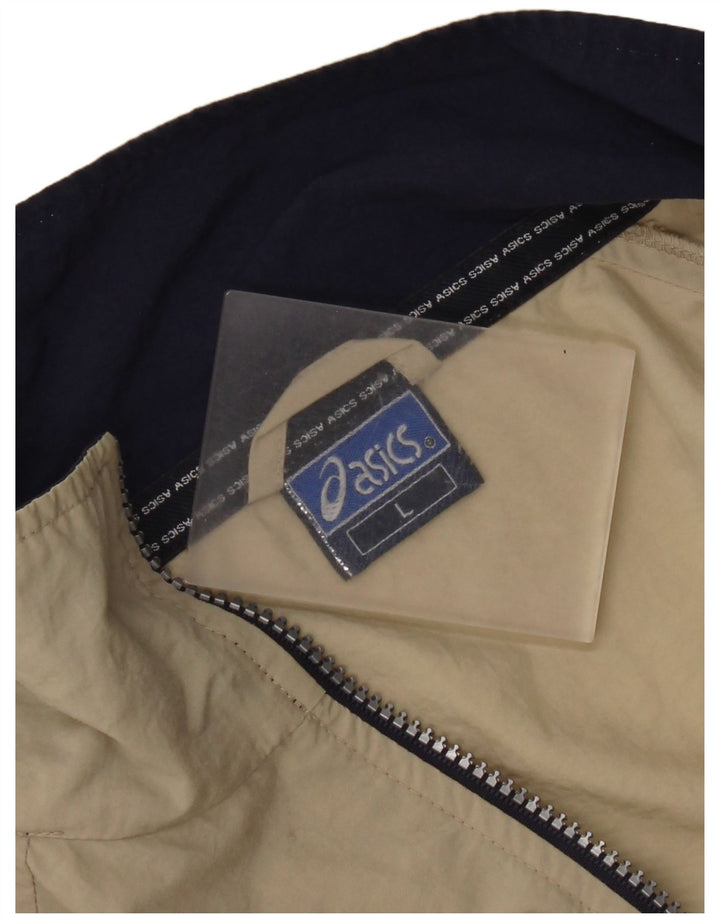 Asics Mens Tracksuit Top Jacket Grande Bege Colourblock Poliéster