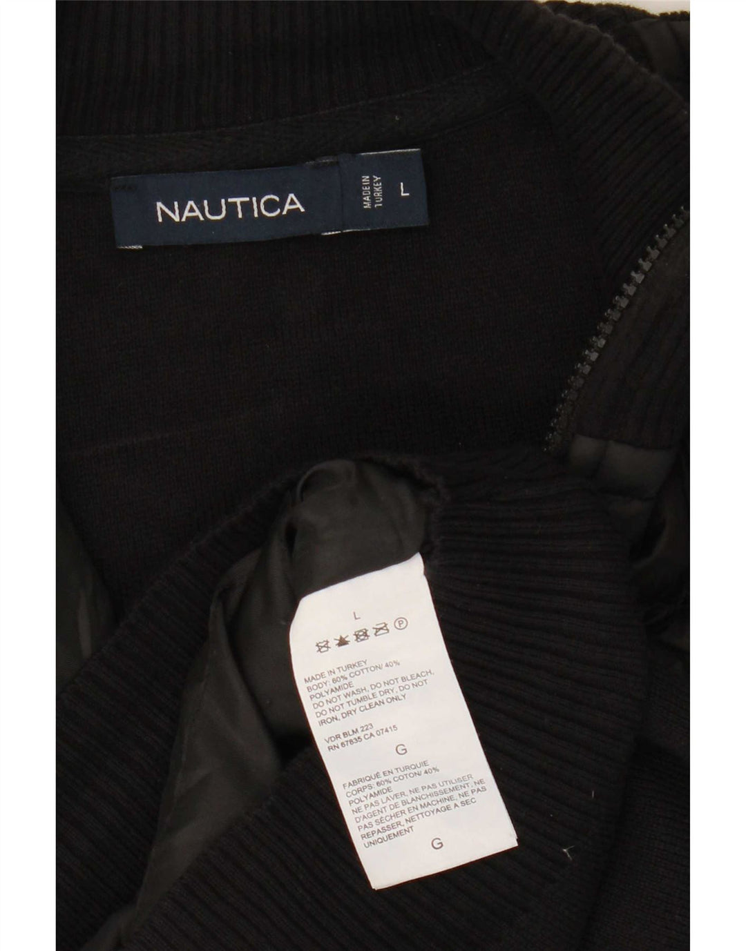 Suéter cardigã masculino Nautica grande algodão preto