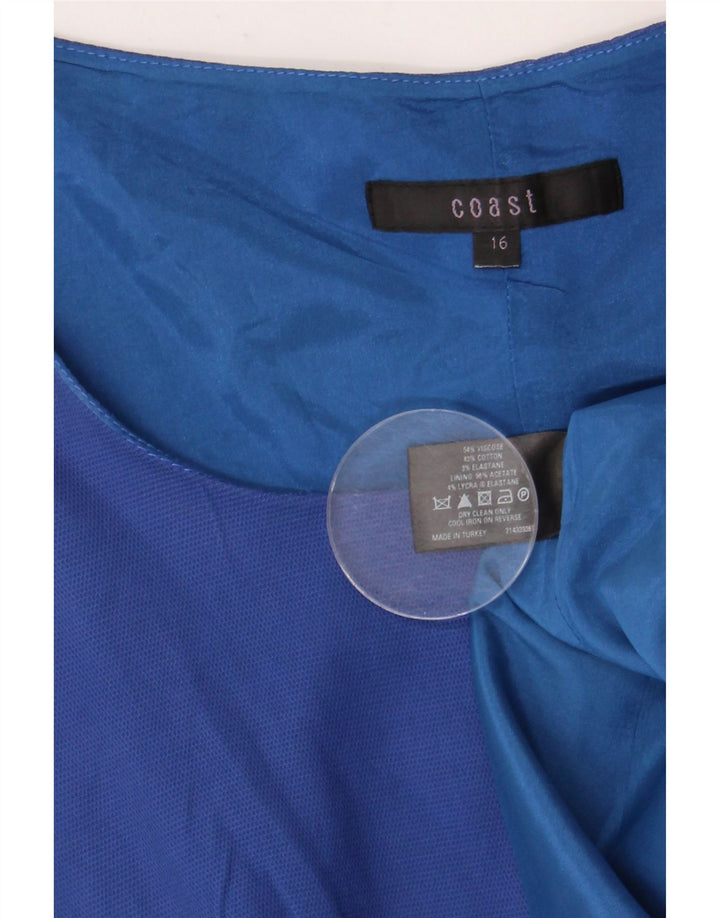 Vestido bainha feminino Coast UK 16 grande algodão azul