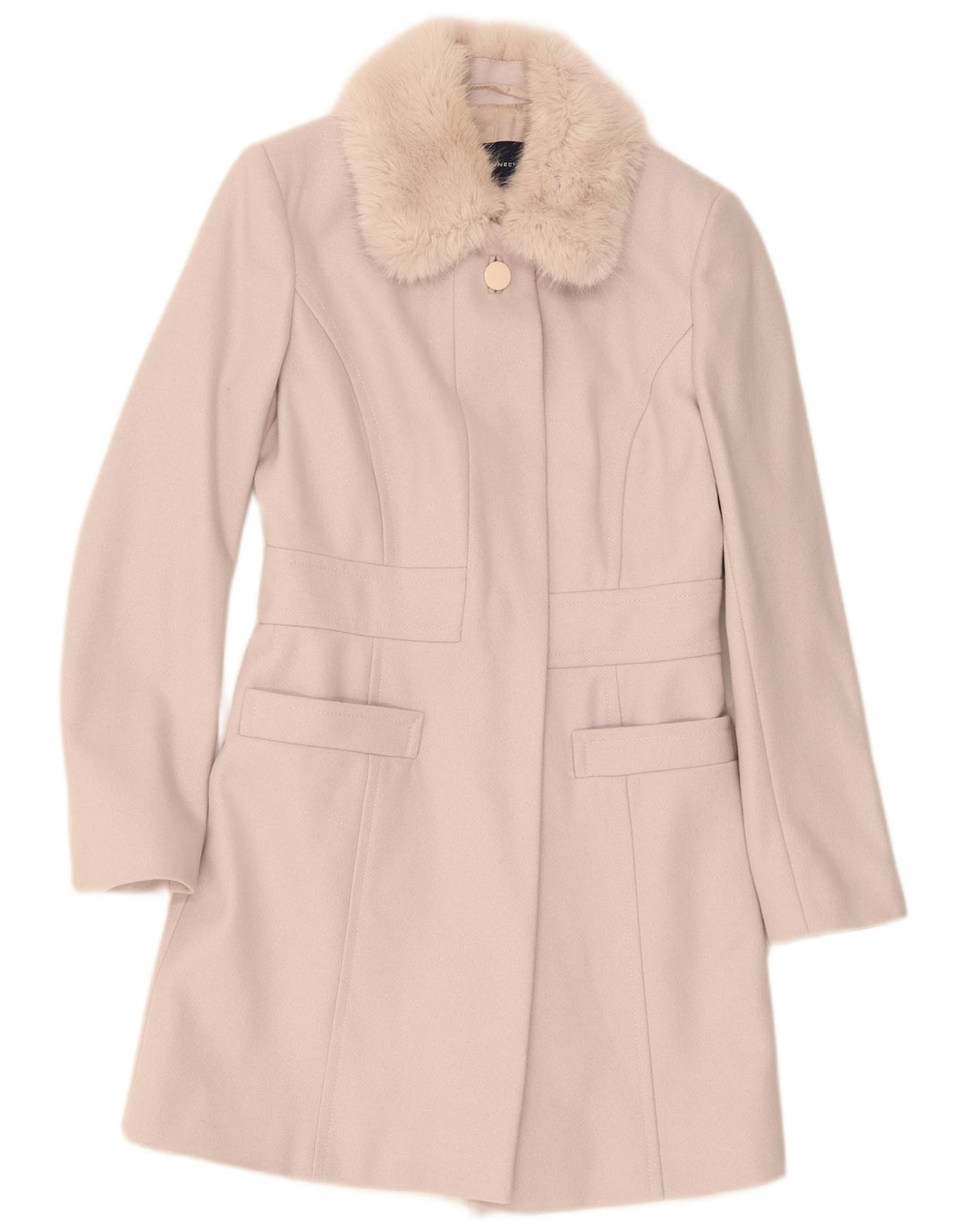 Sobretudo feminino French Connection UK 8 lã bege pequena